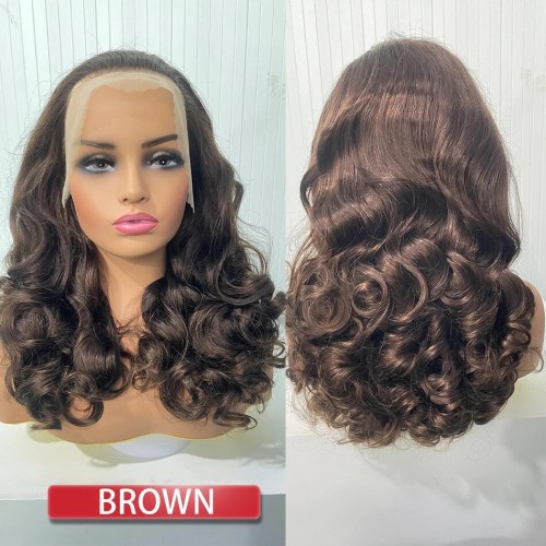 #4 Brown Double Drawn Bouncy Curl 13x4 Transparent Lace Full Frontal 300% Density Wig | Human Hair Wig | Lace Front